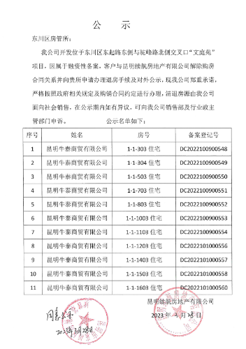 3.28“文庭苑”，昆明牛泰商贸有限公司，共11套，属融资性备案
