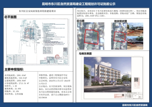 东川区公安局业务技术用房建设项目规划许可证批前公示