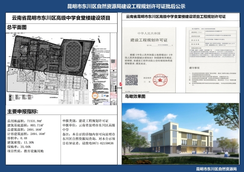 云南省昆明市东川区高级中学食堂楼用房项目建设规划许可证批后公示 1(1)_01